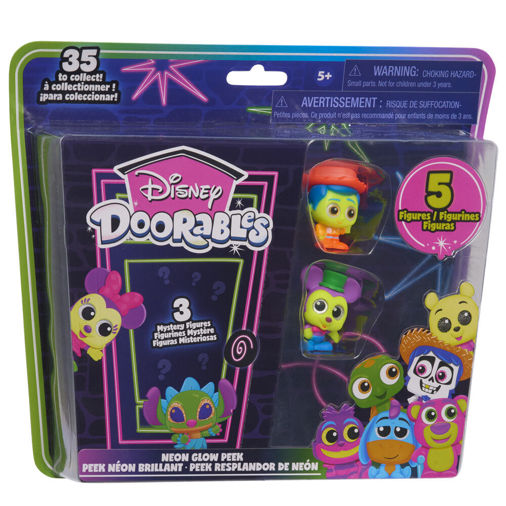 10pc Disney Doorables Neon Glow Peek Interactive Toy Assorted 5y+