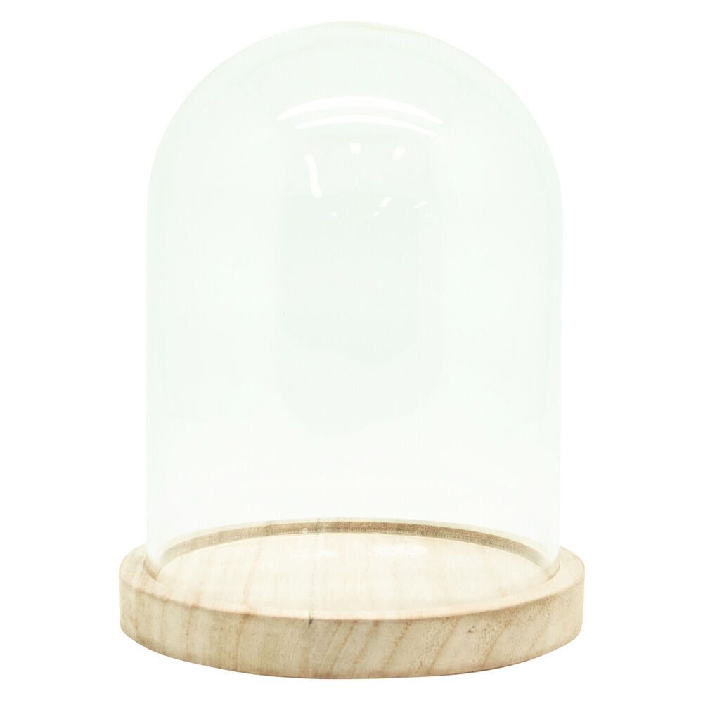 3PK Boyle Glass Cloche w/Wooden Base Display Case for Art/Collectables 17cm