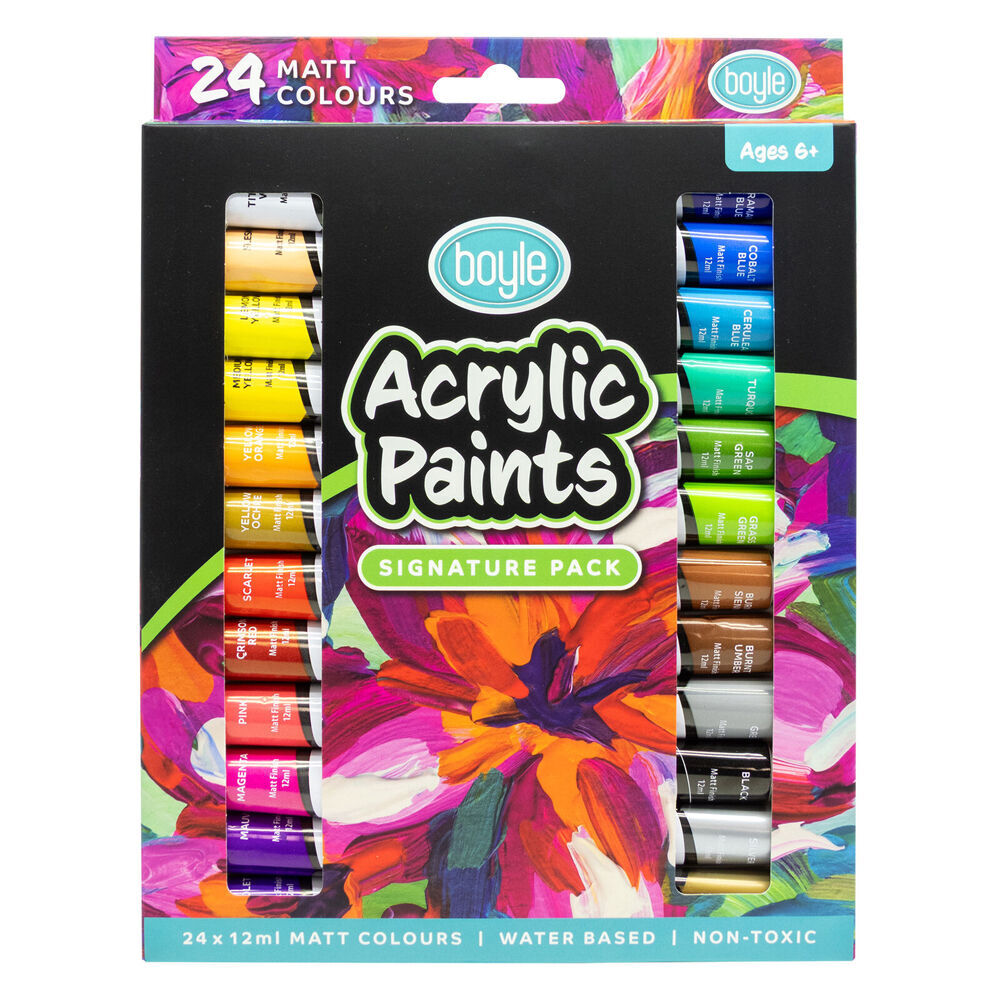 2x 24PK Boyle Acrylic Paints Colour Set Signature Pack Non-Toxic/Water Based 6y+