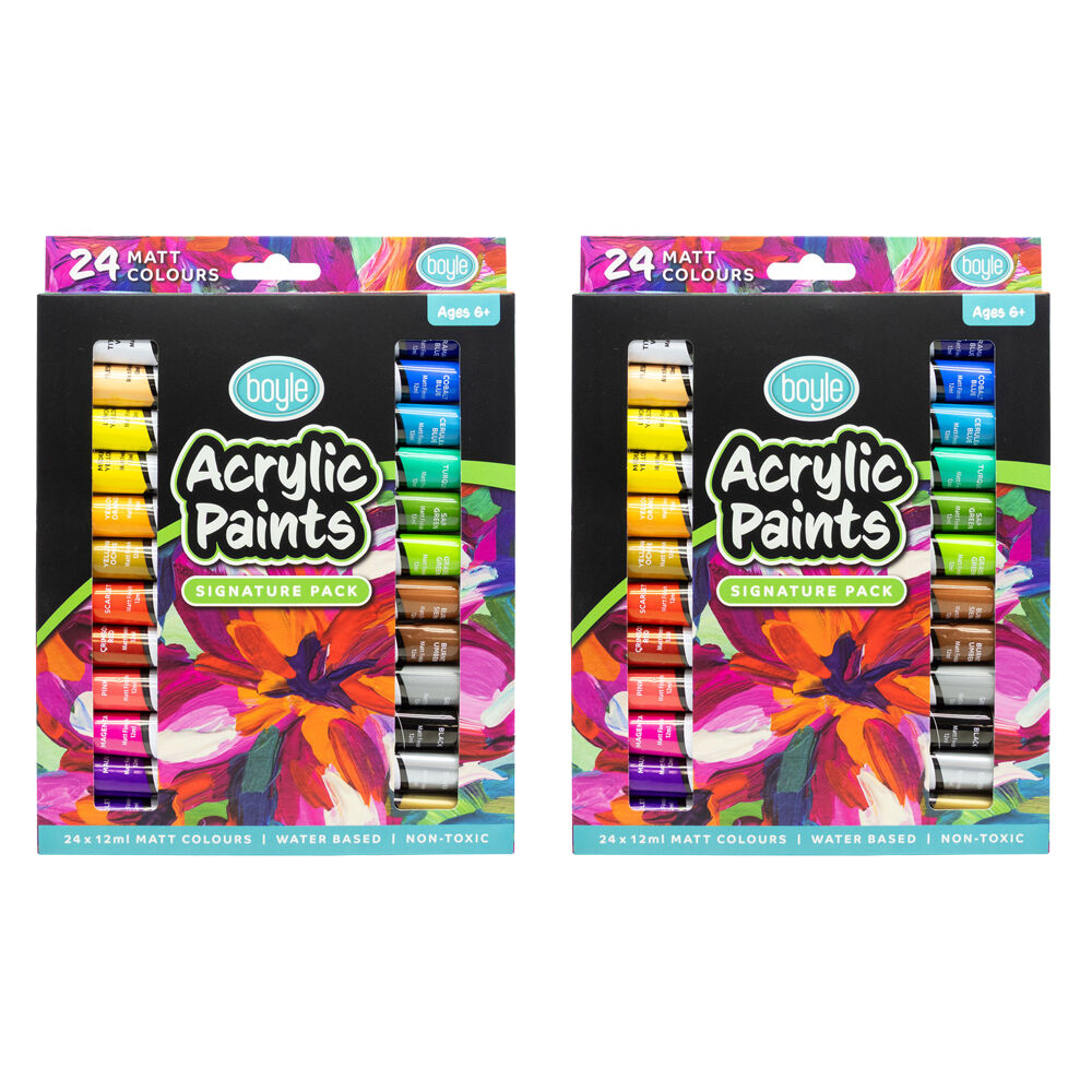 2x 24PK Boyle Acrylic Paints Colour Set Signature Pack Non-Toxic/Water Based 6y+