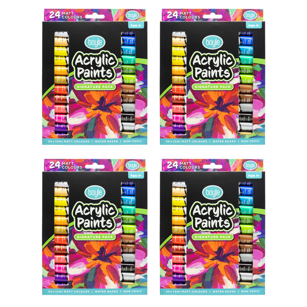 4x 24PK Boyle Acrylic Paints Colour Set Signature Pack Non-Toxic/Water Based 6y+