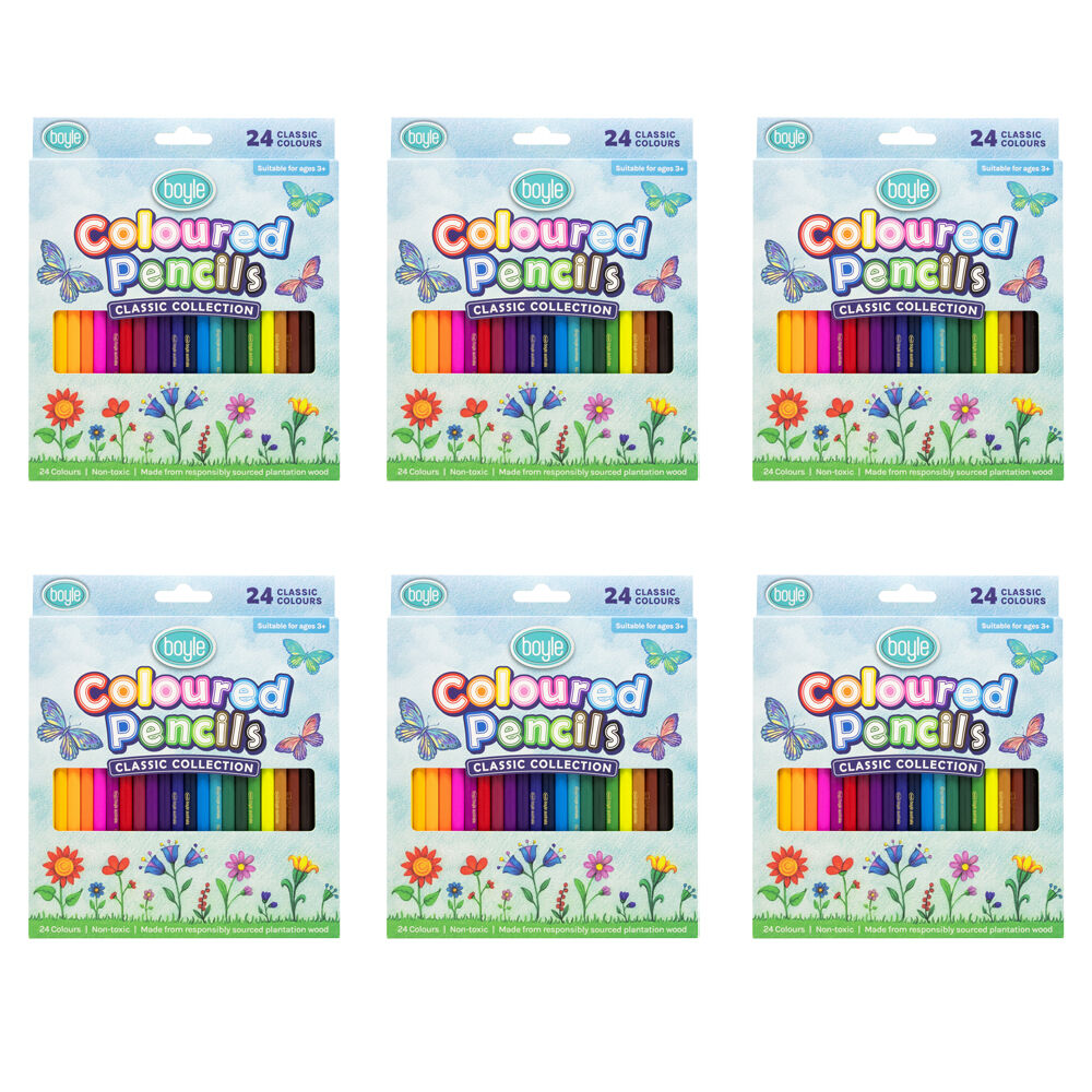 6x 24PK Boyle Coloured Pencil Set - Classic Collection Non-Toxic 3y+