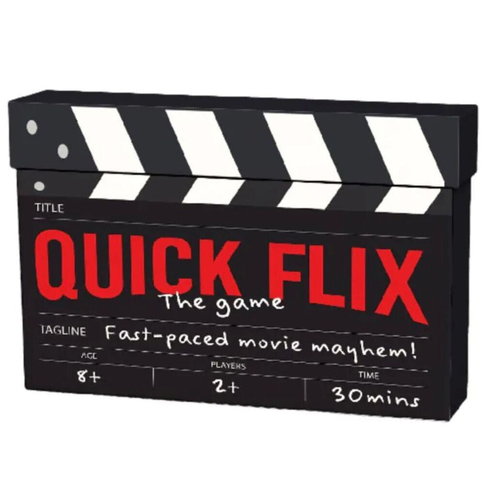 Boxer Gifts Quick Flix Box & Cards Movie Trivia Game 15x9cm - Black 12y+
