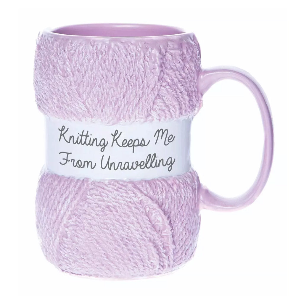 2PK Boxer Gifts Ceramic Knitting Mug Unravelling Pink
