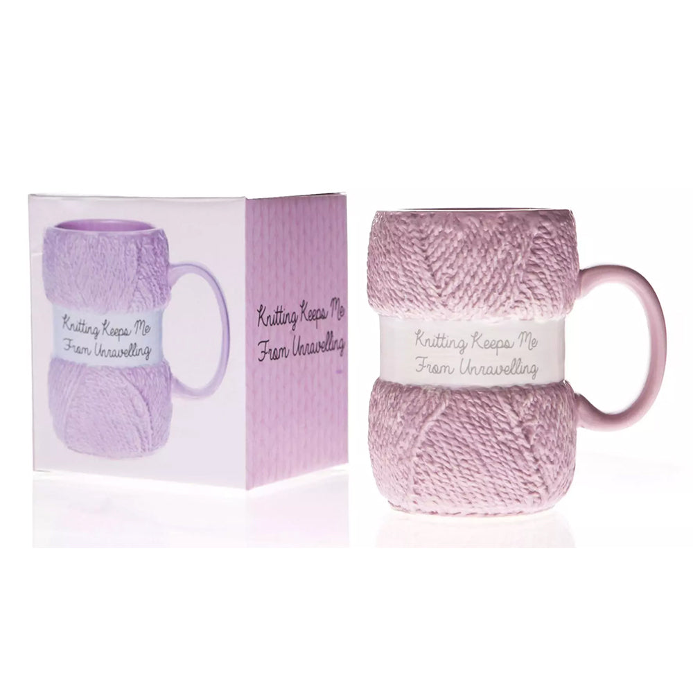 2PK Boxer Gifts Ceramic Knitting Mug Unravelling Pink