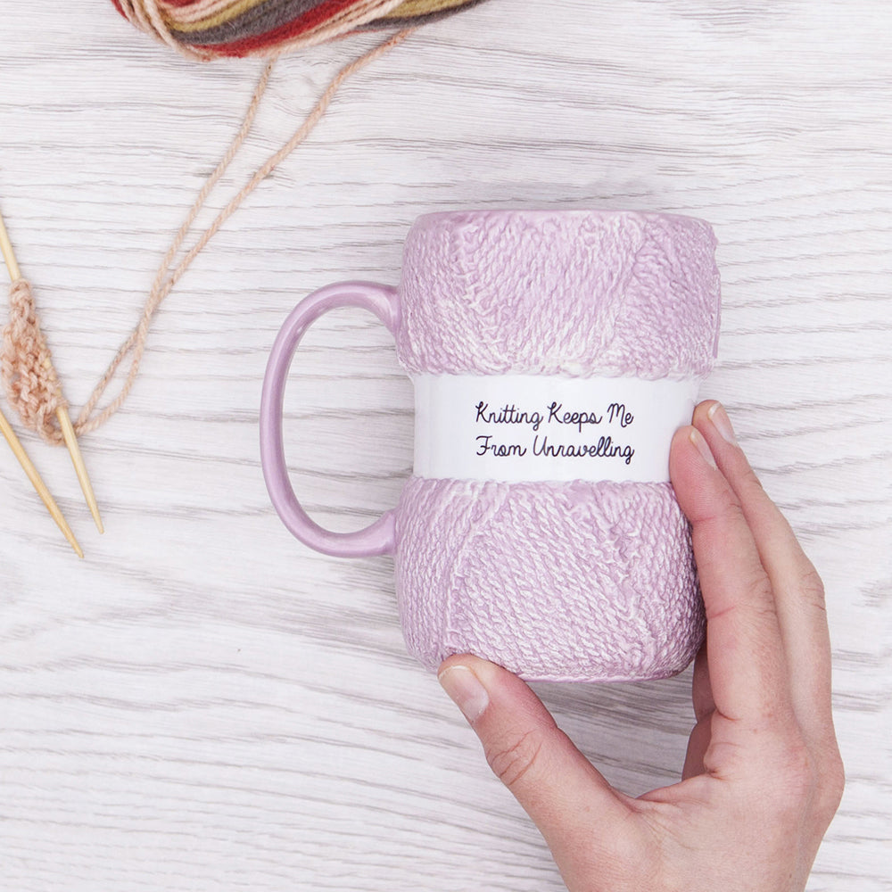 2PK Boxer Gifts Ceramic Knitting Mug Unravelling Pink