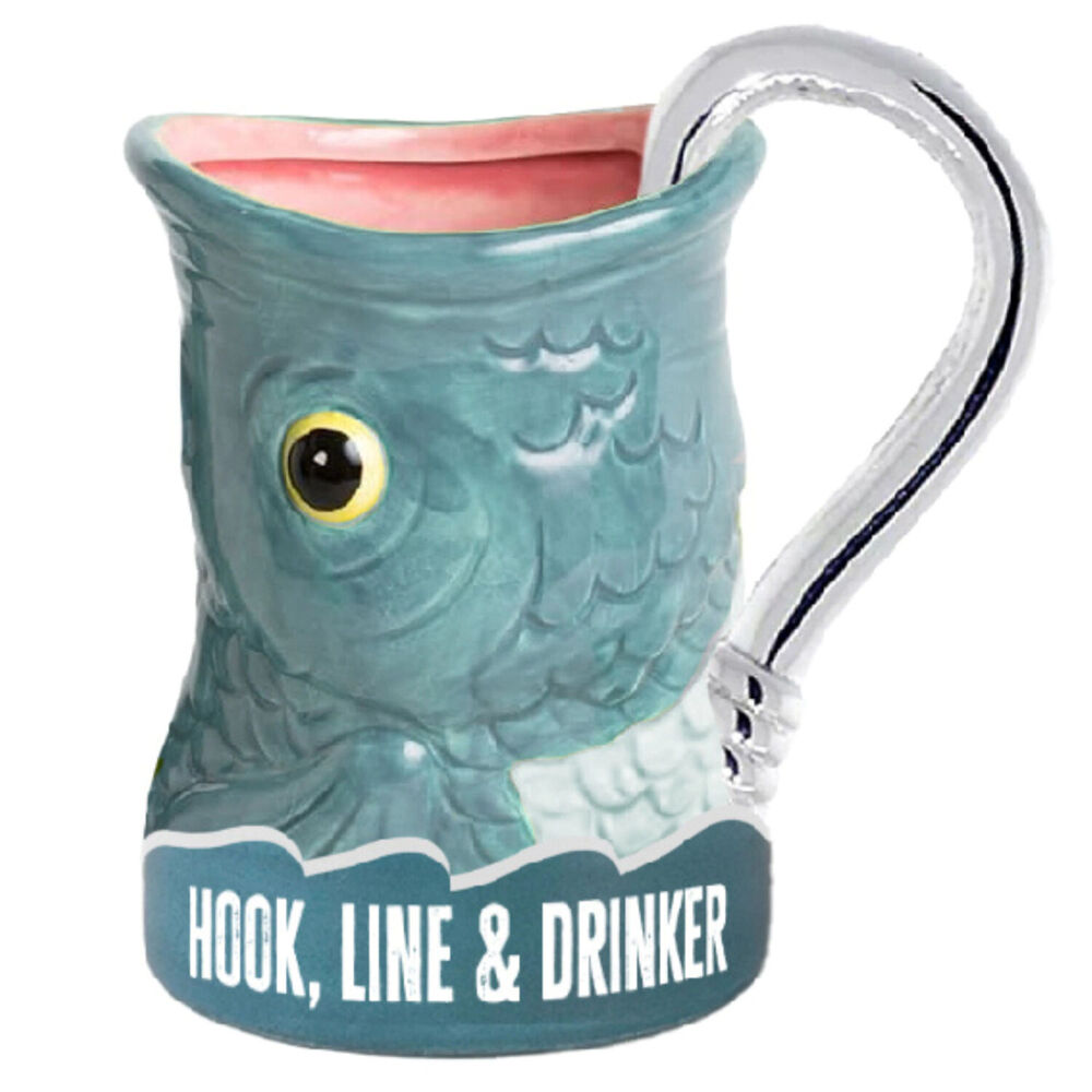 Boxer Gifts "Hook, Line and Drinker' Fish Novelty Coffee Mug 18oz