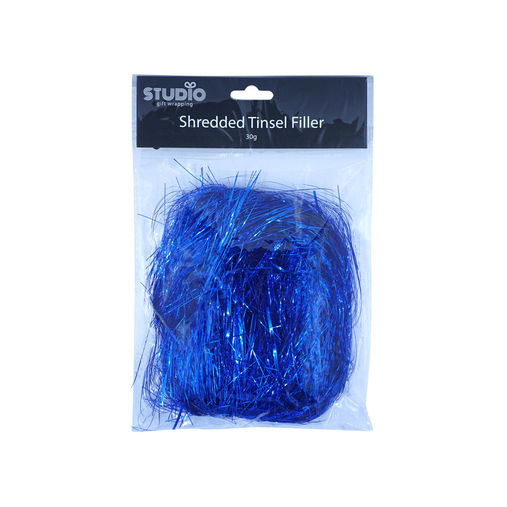 12PK Studio Gift Wrapping 30G Filler/Shred Tinsel Blue