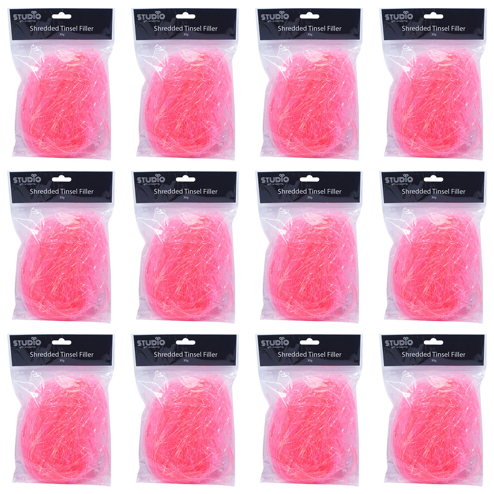 12PK Studio Gift Wrapping 30G Filler/Shred Tinsel Pink