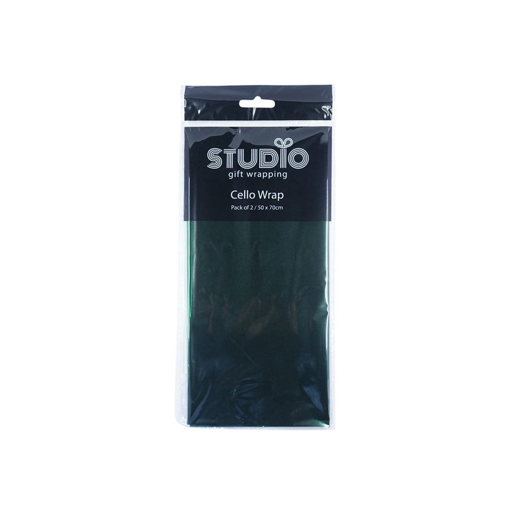 12x 2pc Studio Gift Wrapping Cello Wrap 50x70cm Green