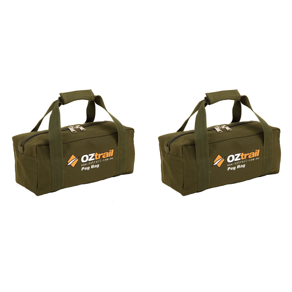 2PK OZtrail Heavy Duty Canvas Camping Peg Bag 35x15cm - Green