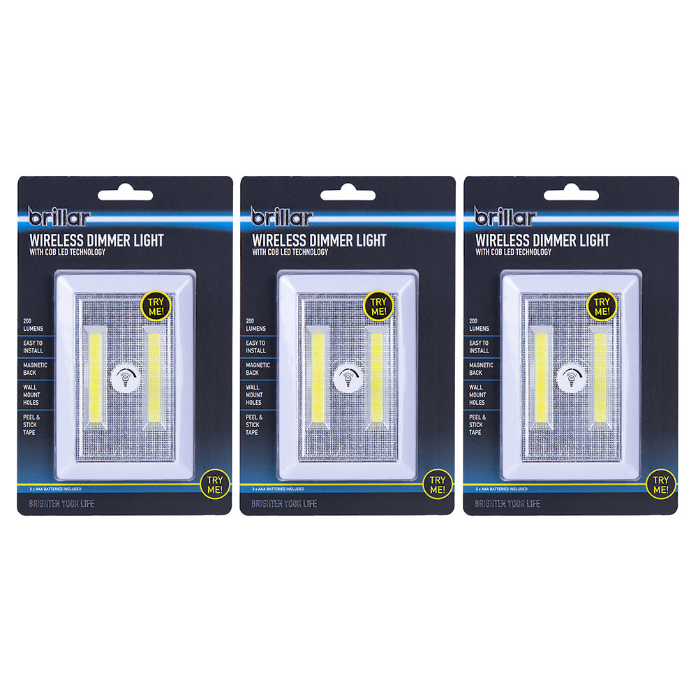 3PK Brillar Wireless Dimmer Light Switch w/Cob LED -