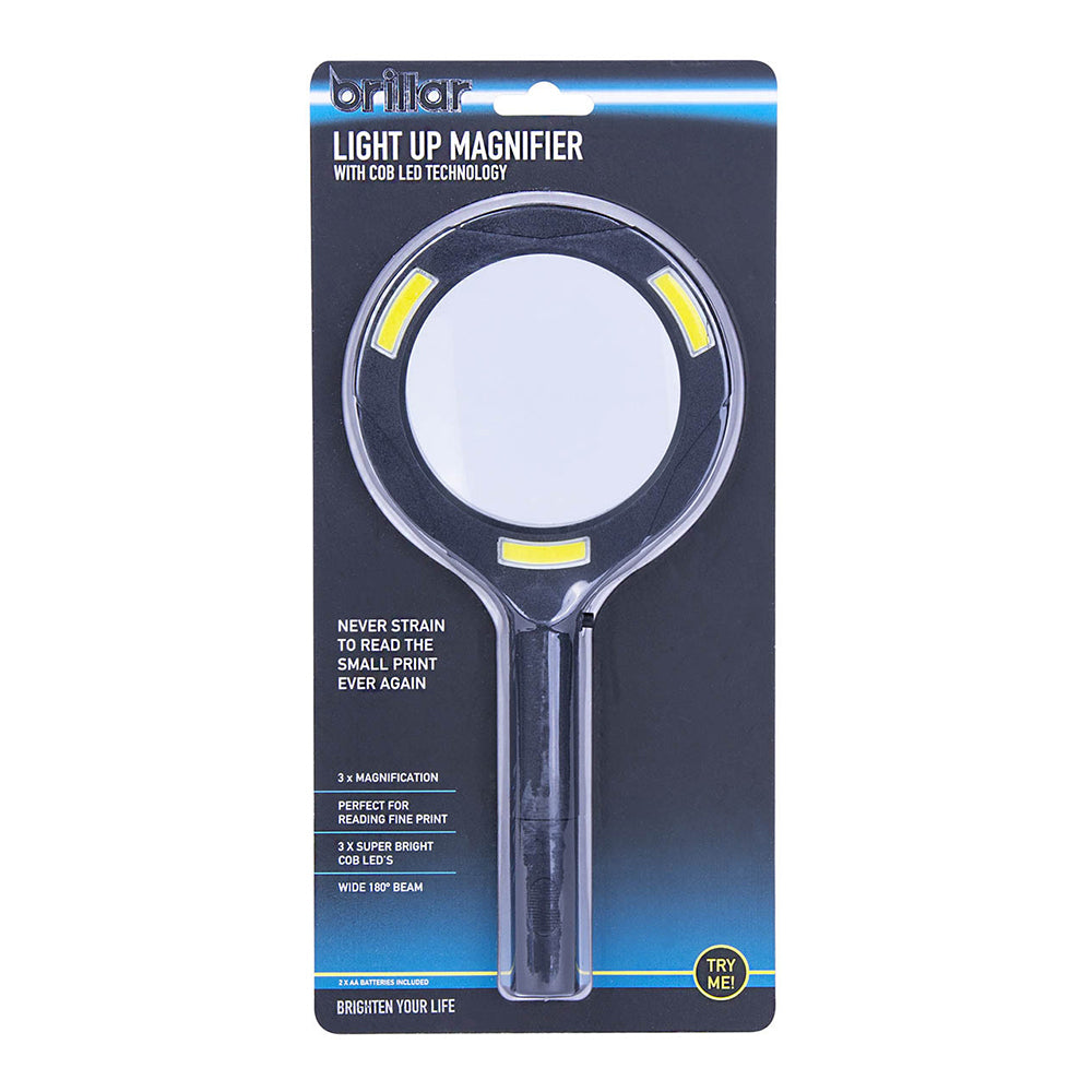 2PK Brillar COB LED Battery Operated Magnifying Glass Assorted