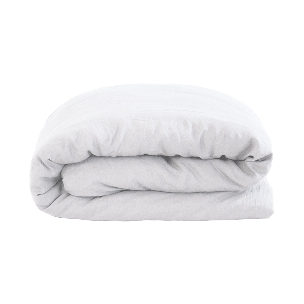 Bambury Double Bed Linen Quilt Cover Set Ivory Soft Touch Woven Home