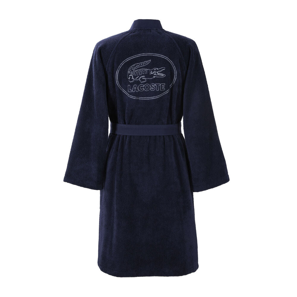 Lacoste LDEFILE 100% Organic Cotton Kimono Bath Robe Marine