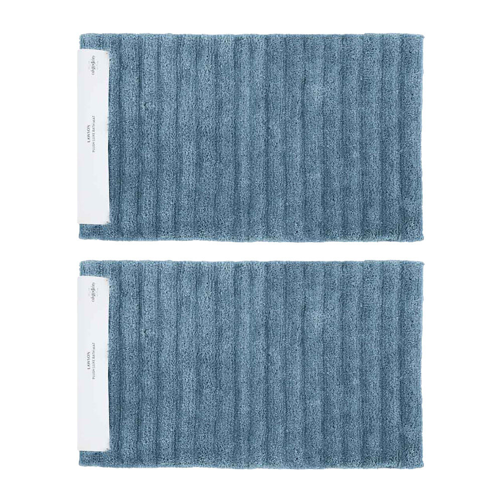 2PK Algodon Polyester Lawson Plush Bath Runner Non-Slip Soft Mat Denim 50x100cm