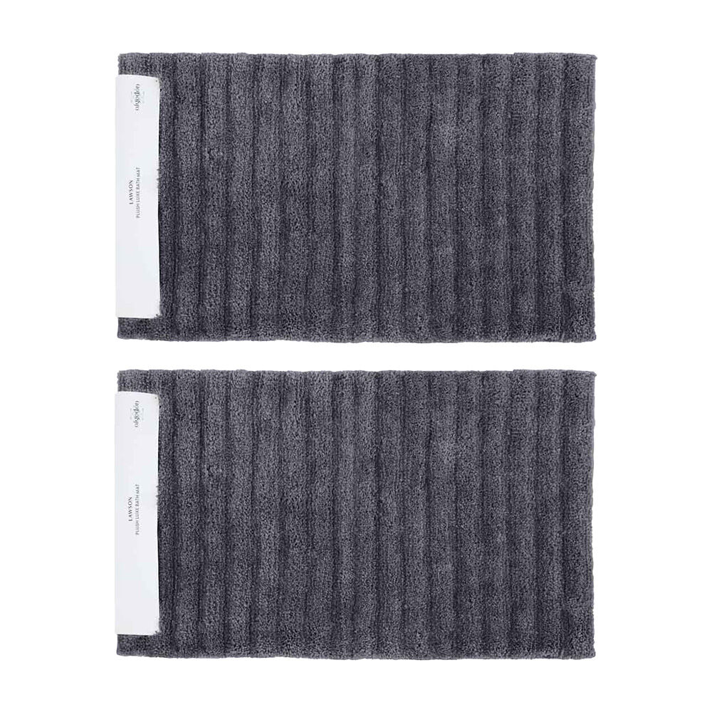 2PK Algodon Polyester Lawson Plush Bath Runner Non-Slip Soft Mat Ebony 50x100cm