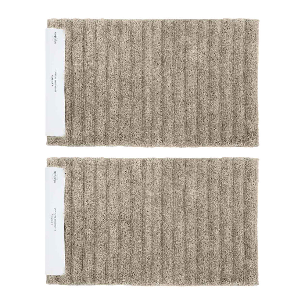 2PK Algodon Polyester Lawson Plush Bath Runner Non-Slip Soft Mat Taupe 50x100cm