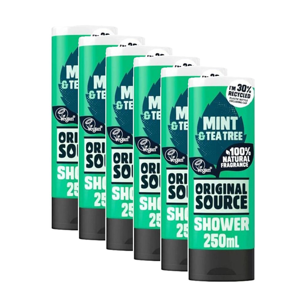 6PK Original Source Mint Teatree Vegan Shower Gel Body Wash 250ml