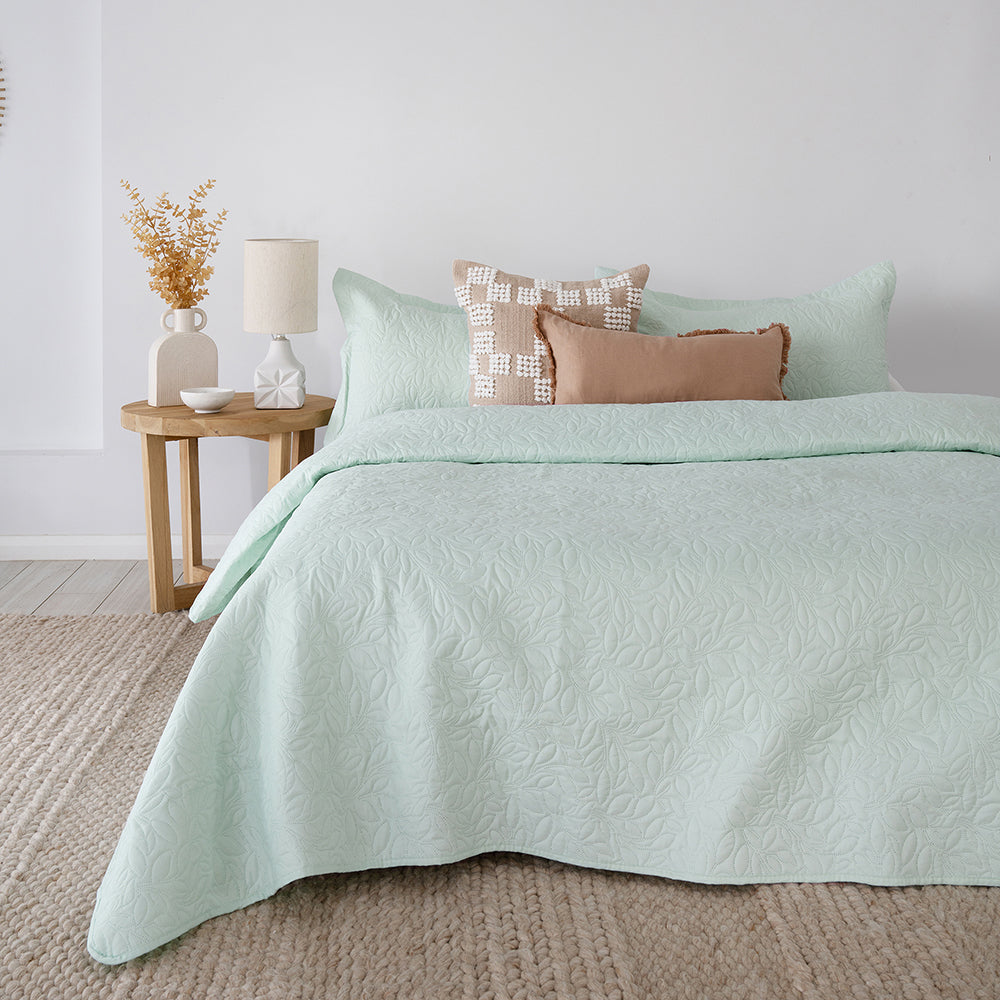 Bambury Queen/King Bed Botanica Coverlet Set Glacier Embossed Home