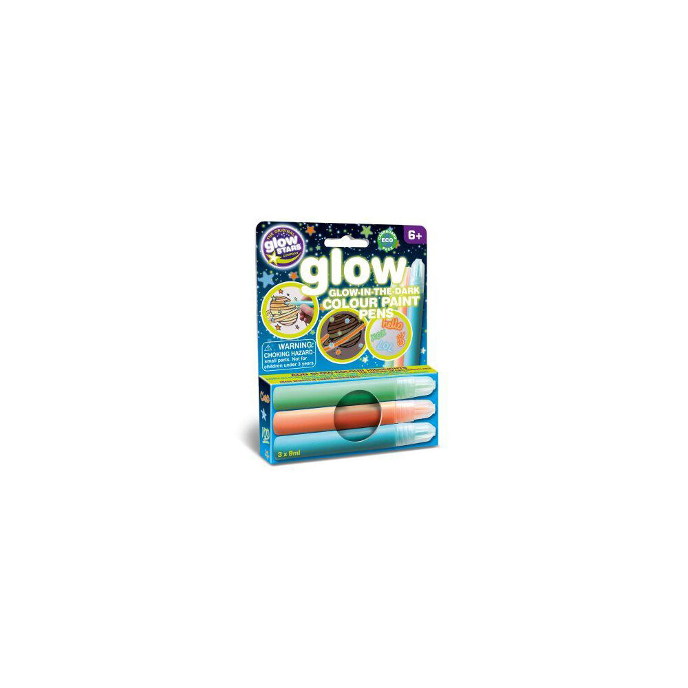 3pc Brainstorm Toys Glow-In-The-Dark Colour Paint Pens Kids 6y+