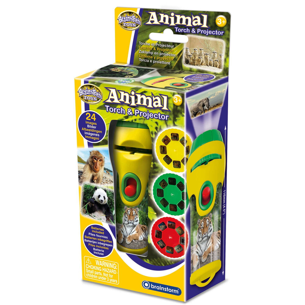 2pc Brainstorm Toys Animal and Dinosaur Torch & Projector Kids Toy Set 3y+