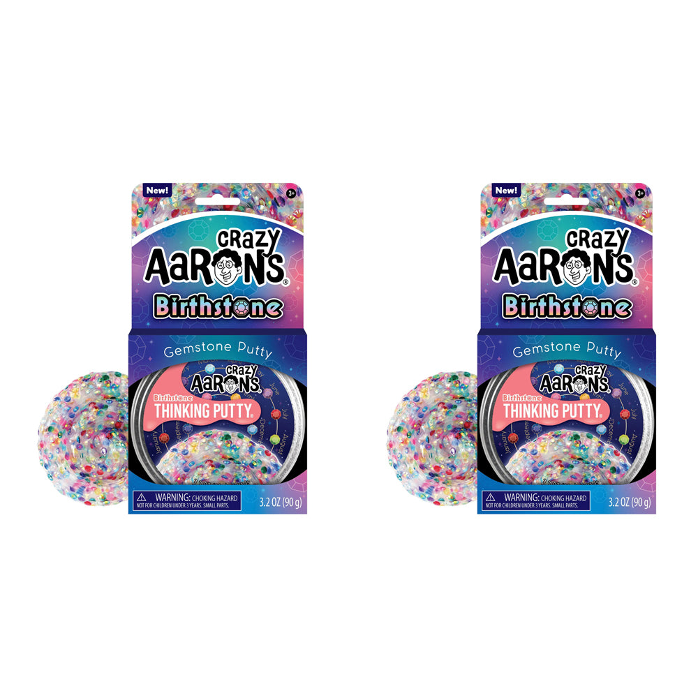 2PK Crazy Aarons Thinking Putty Birthstone Trendsetters Toy 10cm 3y+