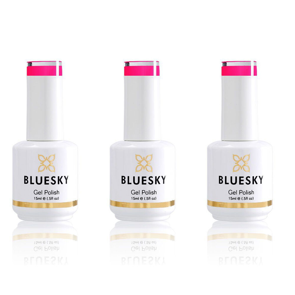 3PK Bluesky Neon9 Party Pink Gel Nail Polish Manicure Colour UV LED Lacquer 15ml