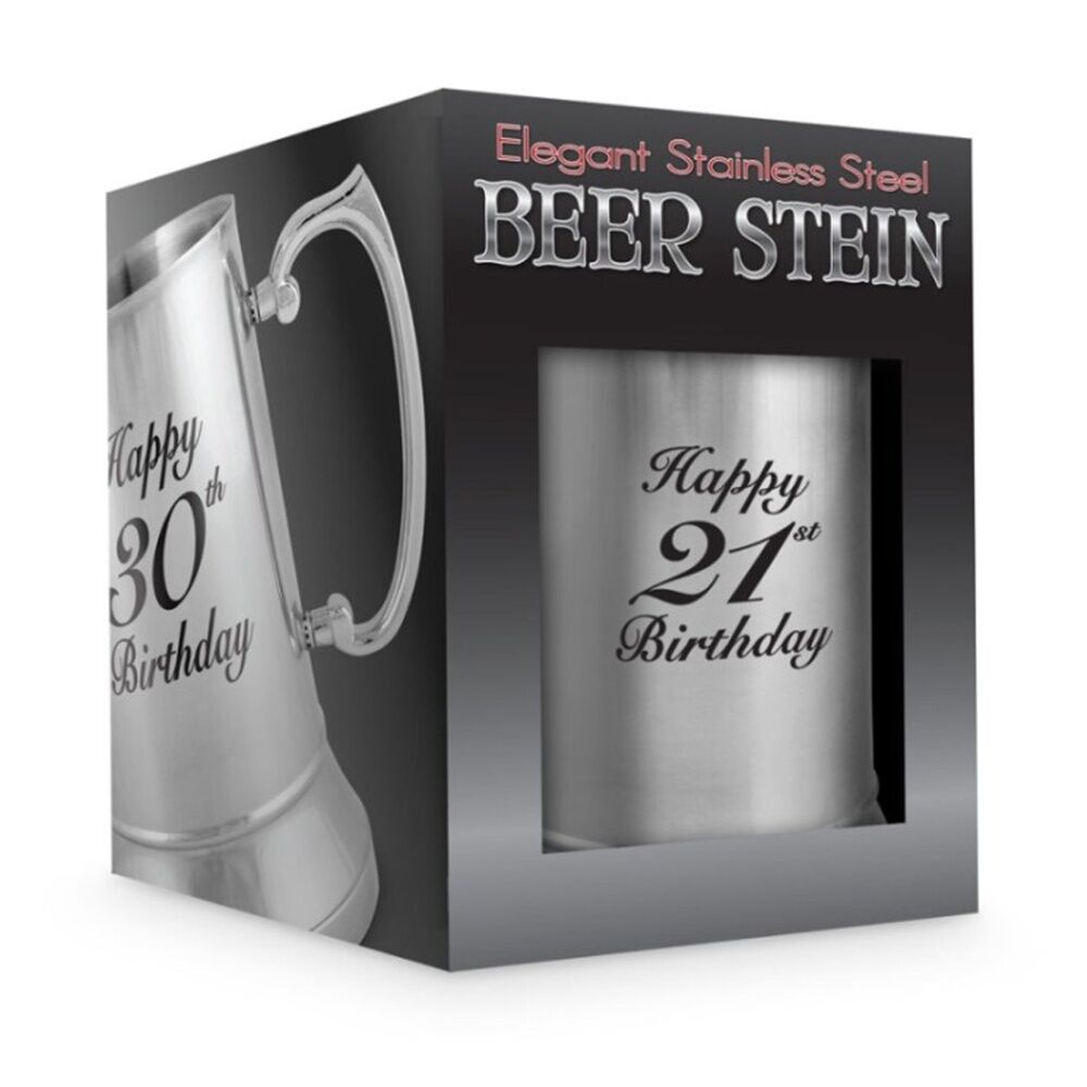 Beer Mug Happy 21st Birthday Stainless Steel 530ml