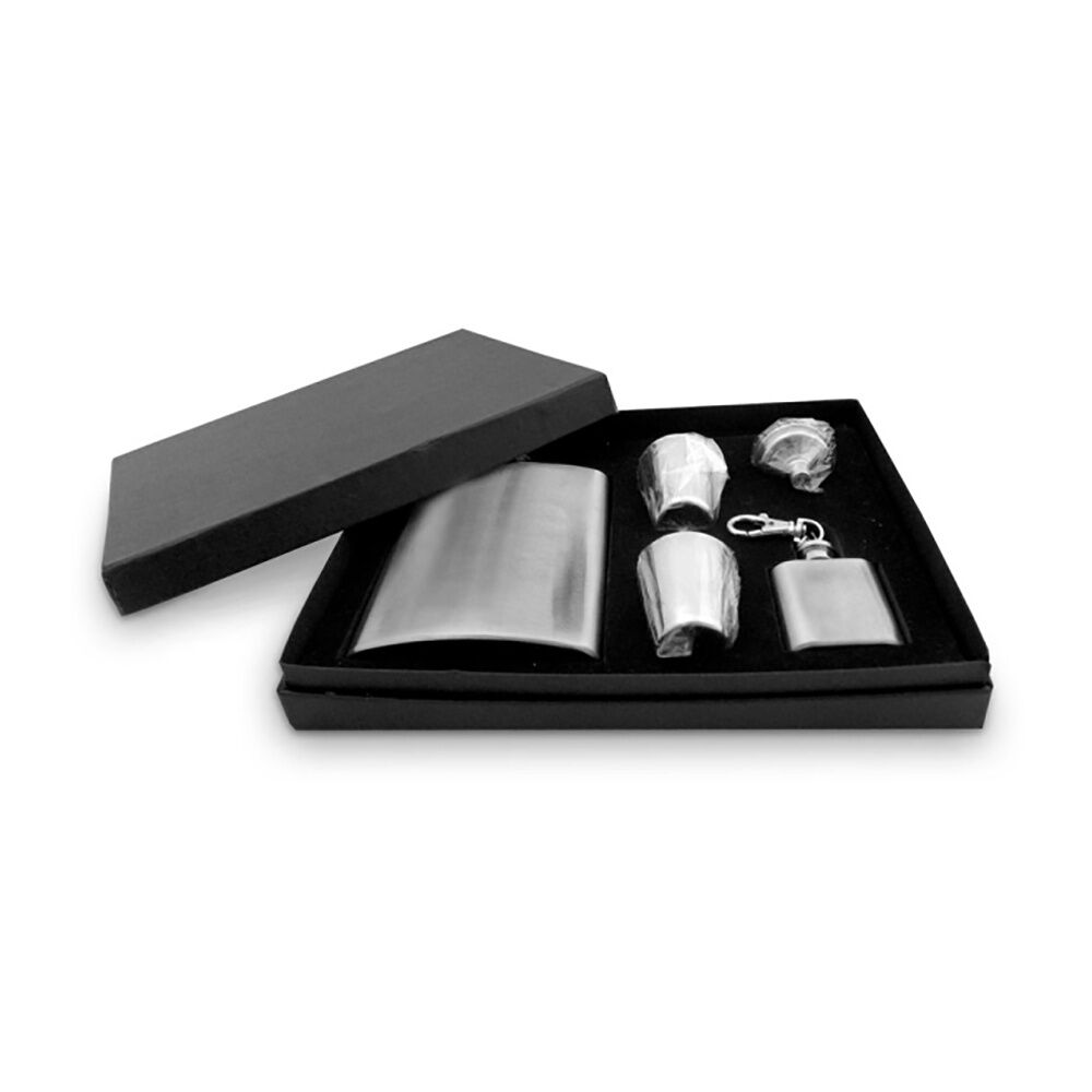 5pc Hip Drinking Stainless Steel Flask Spirits Drinking Set Plain 210ml