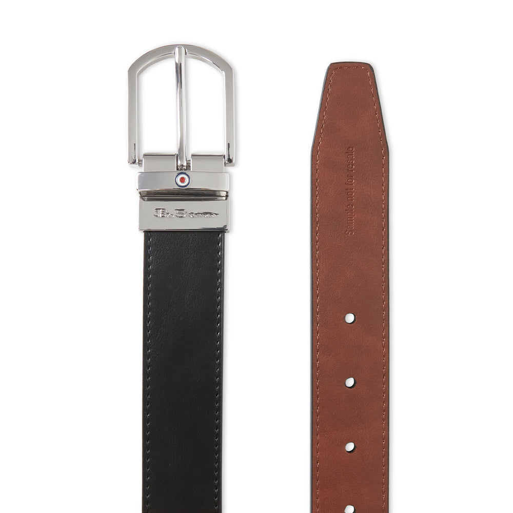 Ben Sherman Men's Reversible Pin Buckle Belt S/30-32" Black/Tan
