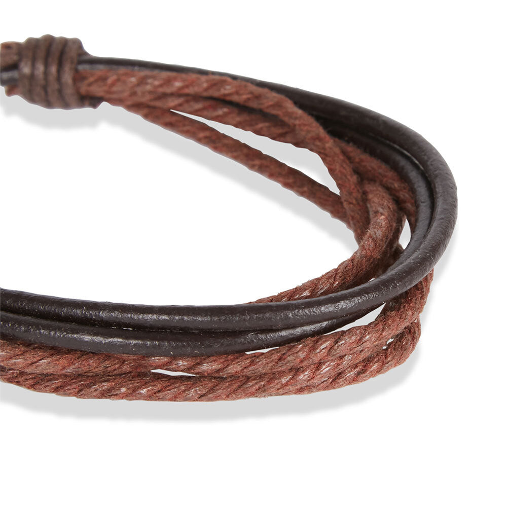 2PK Ben Sherman Men's Braided Bracelet Adjustable 26cm - Brown