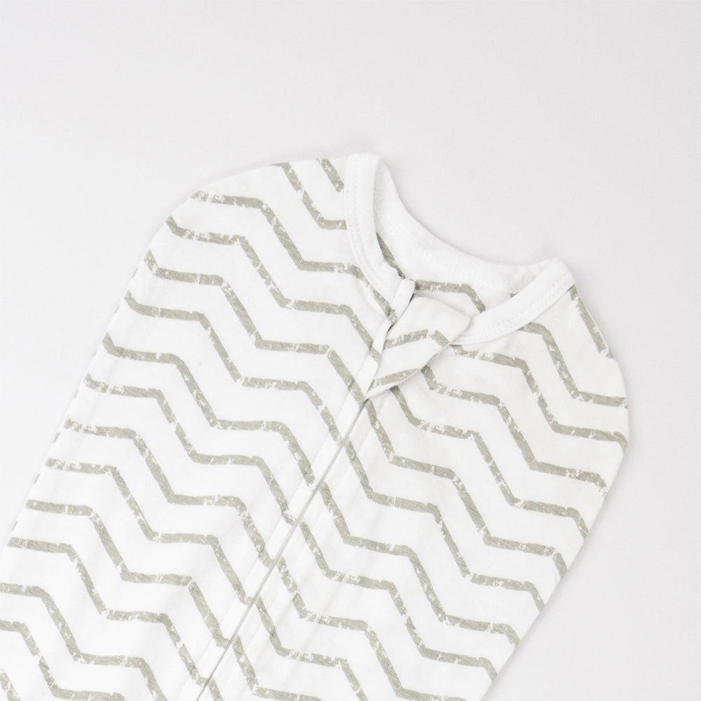 Baby Studio Swaddle Pouch BCI Cotton Grey Lines Size 0-3m