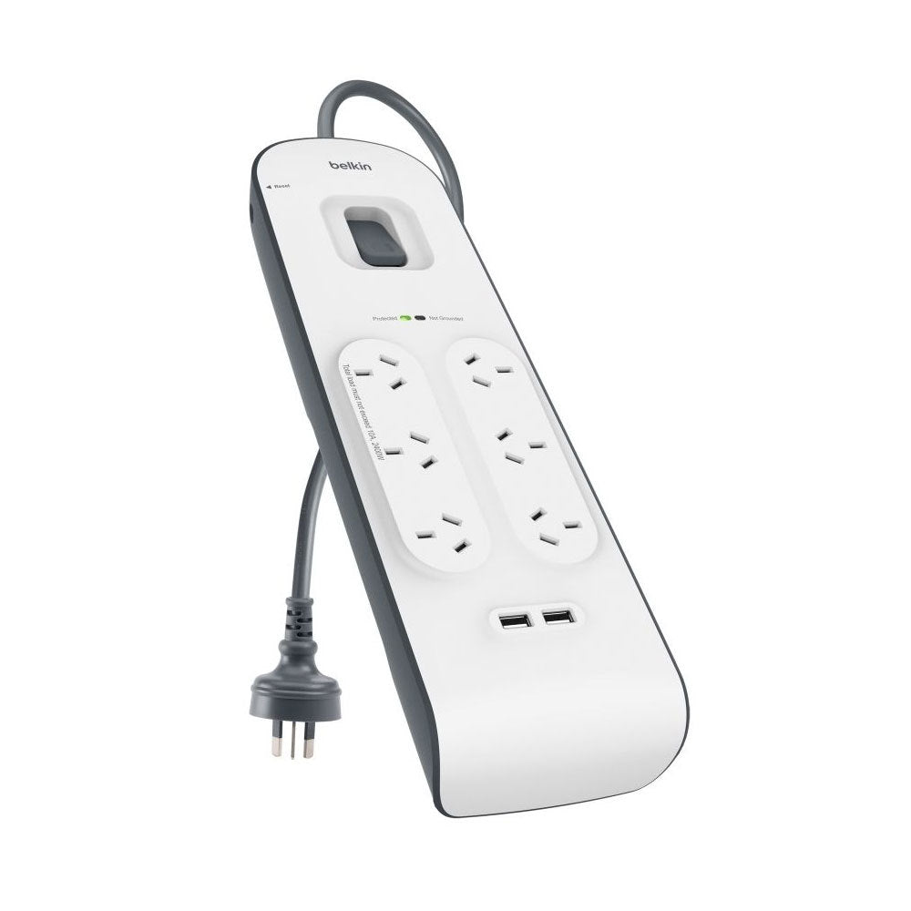 2x 2.4 A USB Charging 6-outlet Surge Protection Strip