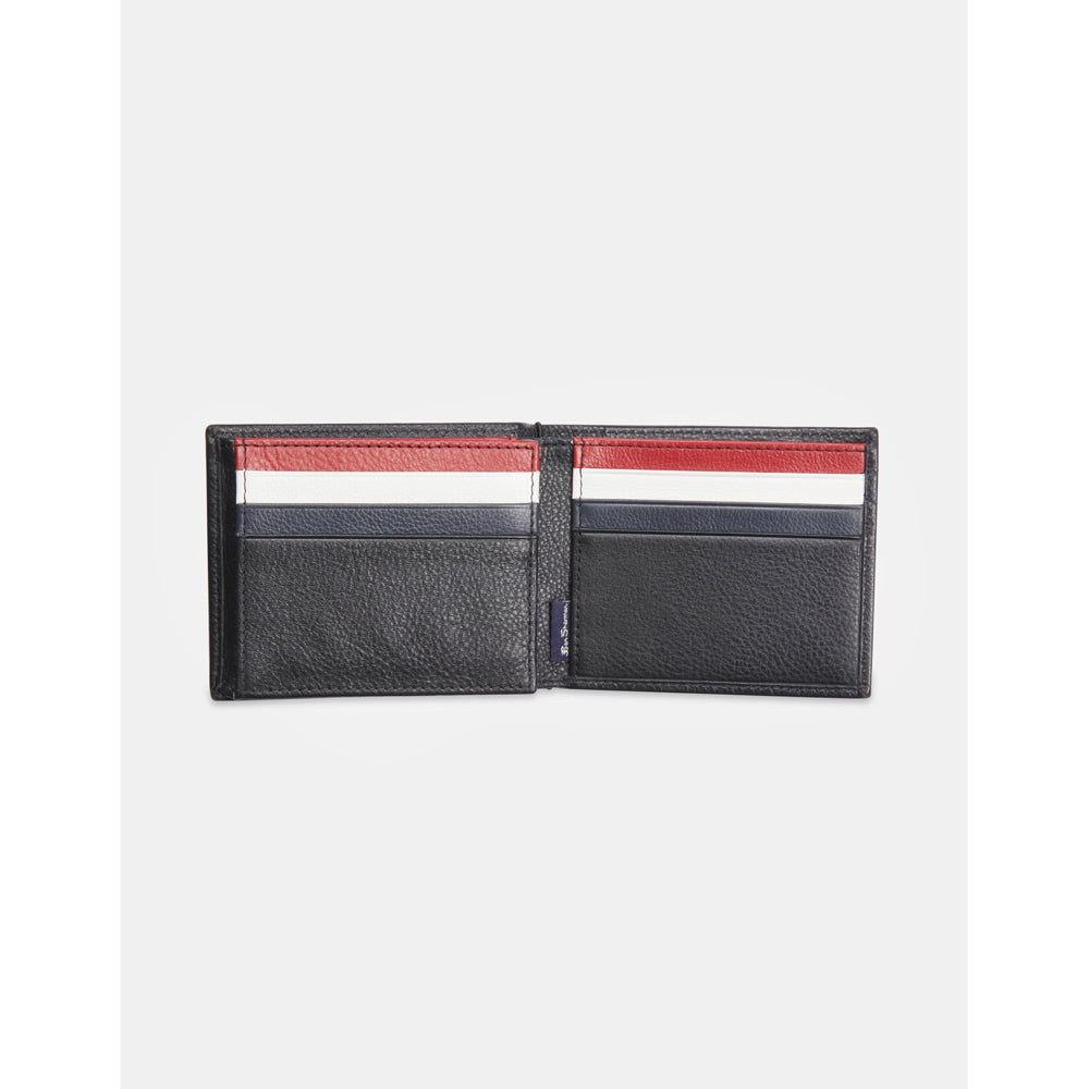 Ben Sherman Men's Tonal Bifold Wallet w/ Flip Leather - Black/Red