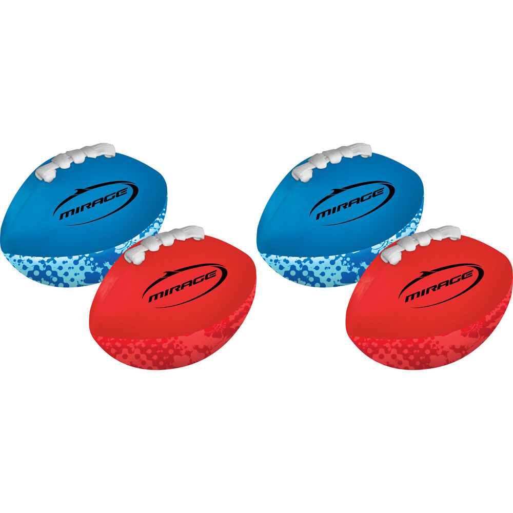 2x 2pc Mirage Mini Rugby Balls Kids Outdoor Water Toy Set Orange/Blue