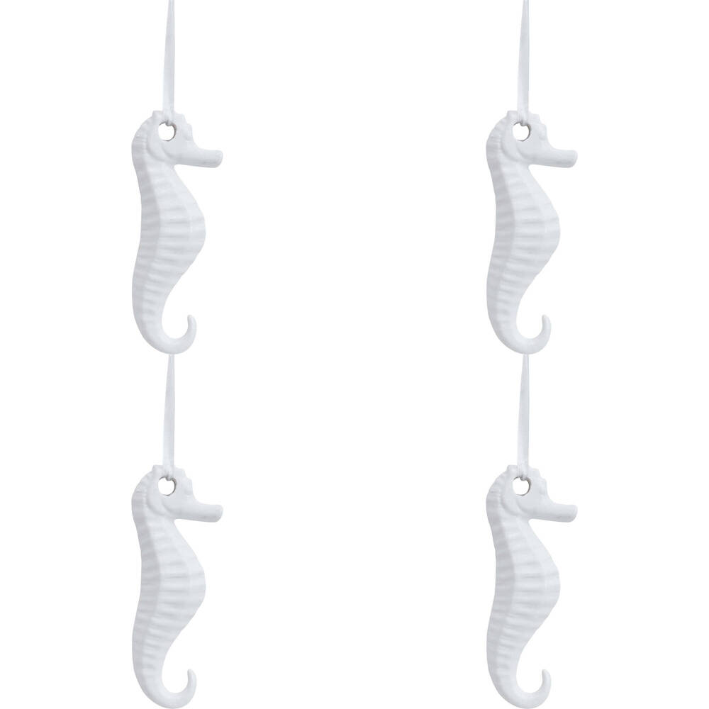 4PK LVD Ceramic Hanging Seahorse Home/Office Decor 12x5cm - White