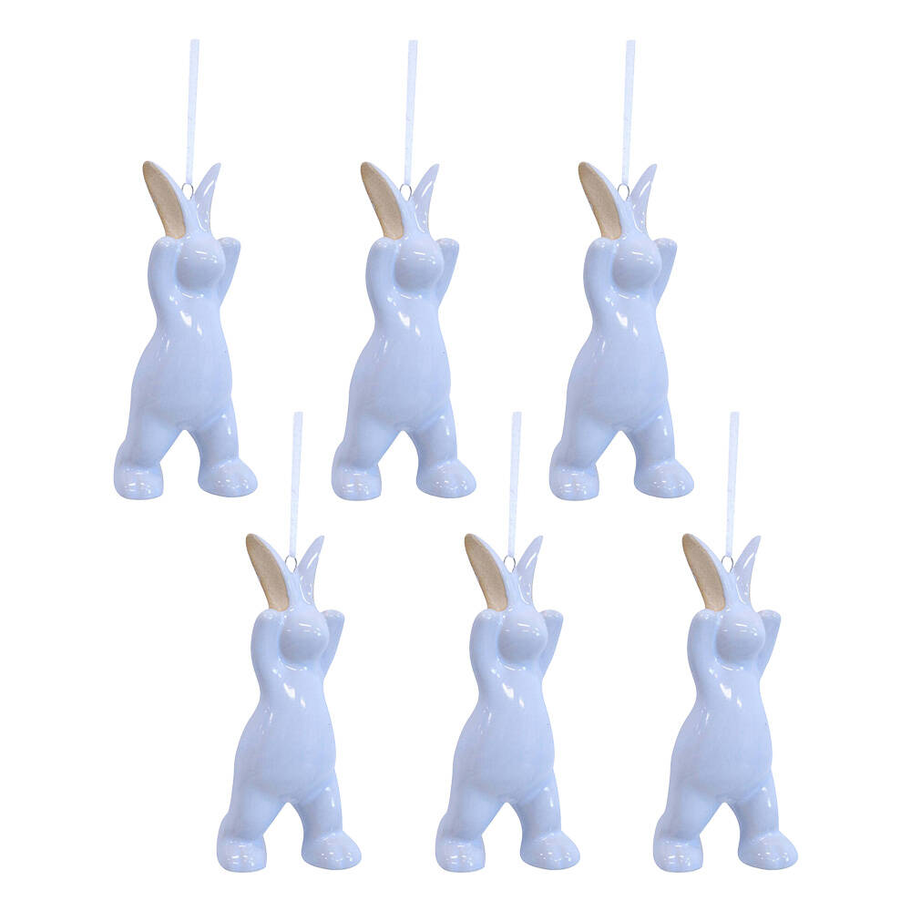6PK LVD Hanging Bunny Ceramic Ornament Home Decor Tidal 10.5cm