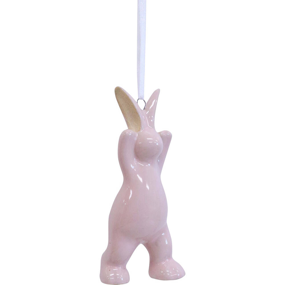 6PK LVD Hanging Bunny Ceramic Ornament Home Decor Pink 10.5cm
