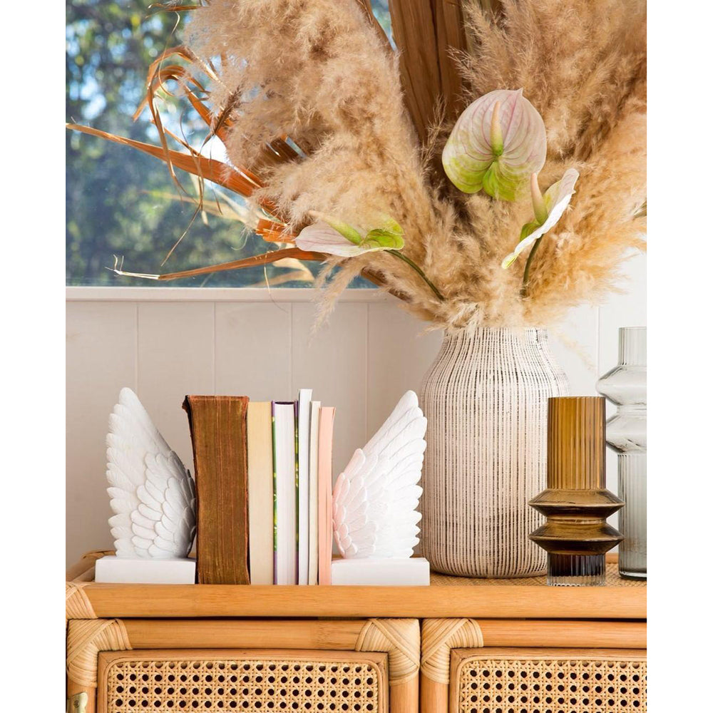 White Moose Wing Bookends Home/Living Room Decor - White