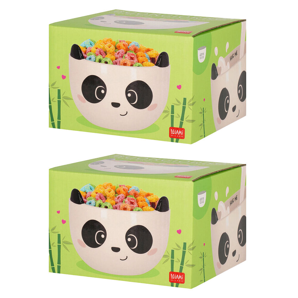 2PK Legami Buongiorno Stoneware Cereal Bowl Children/Kids 12x9cm White Panda