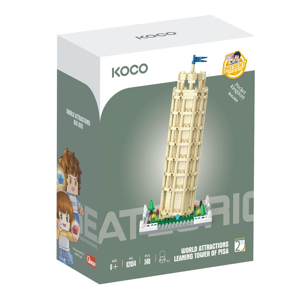548pc Koco Leaning Tower of Pisa and 538pc Eiffel Tower Kids/Children Toy 6y+