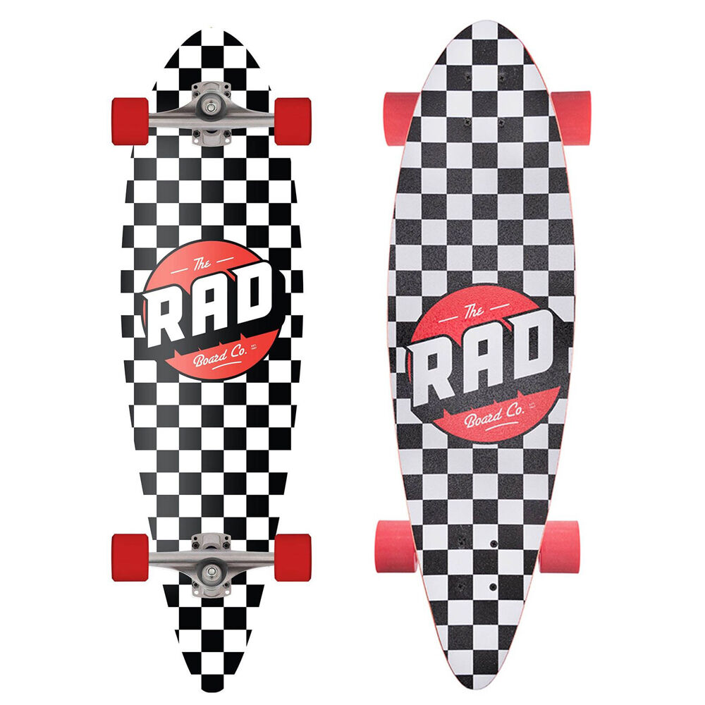 Rad Board Co Complete Pintail Mini Longboard Checkers Black/White 9in