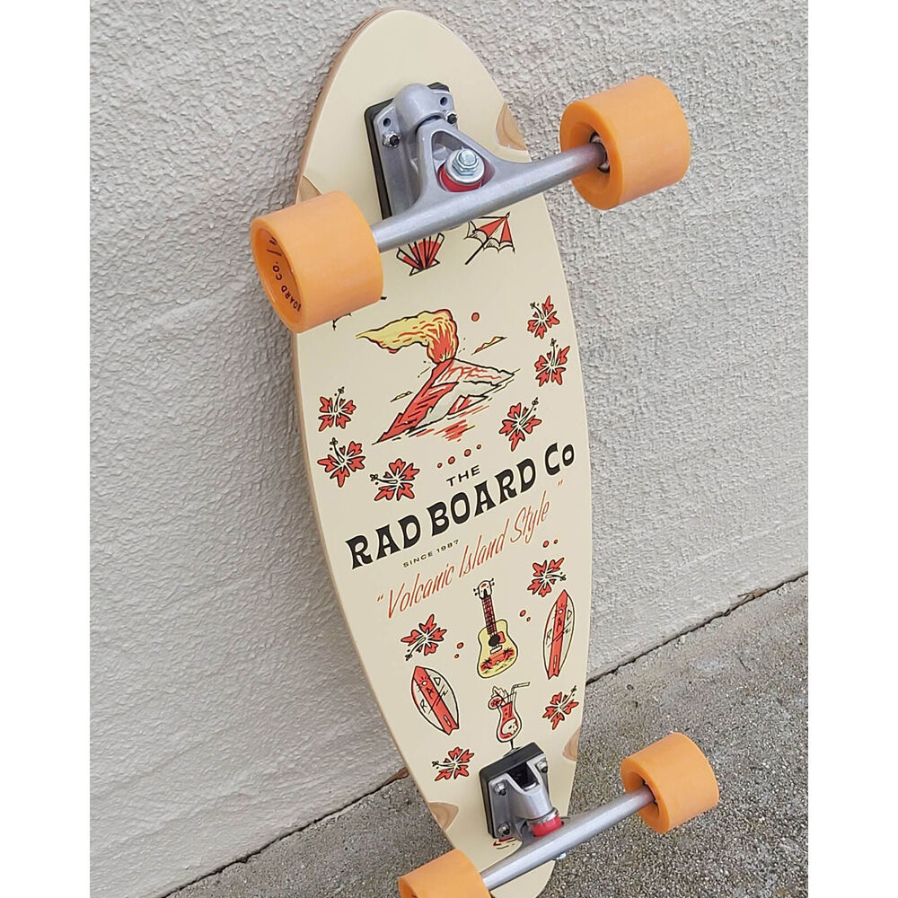 Rad Board Co Complete Pintail Mini Longboard Tiki Volcano Pattern 9in