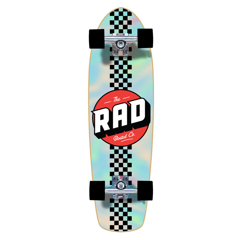Rad Board Co Complete Skateboard Roller Checker Stripe Holographic 7.9in