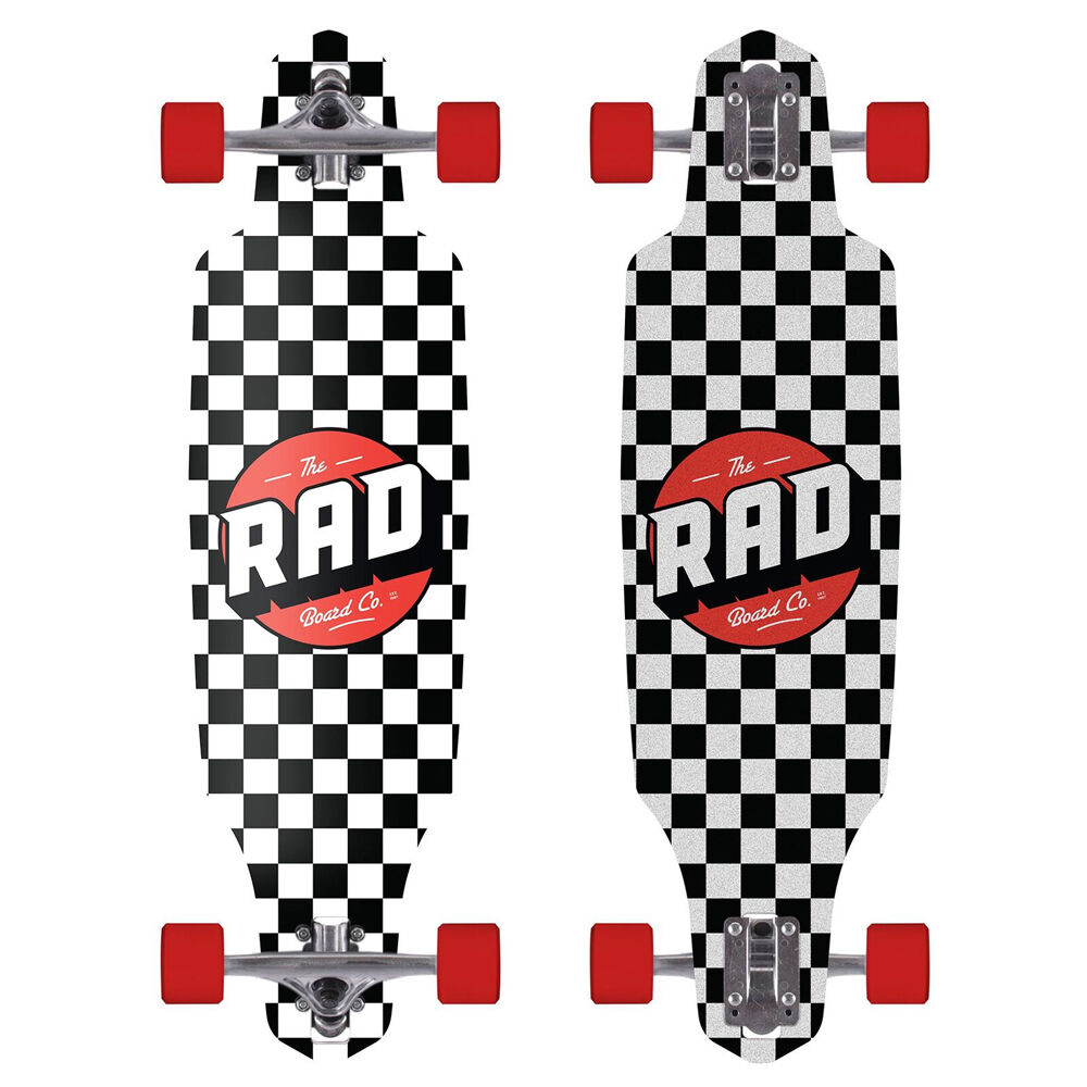 Rad Board Co Complete Drop Through Longboard Checkers Black/White 9in