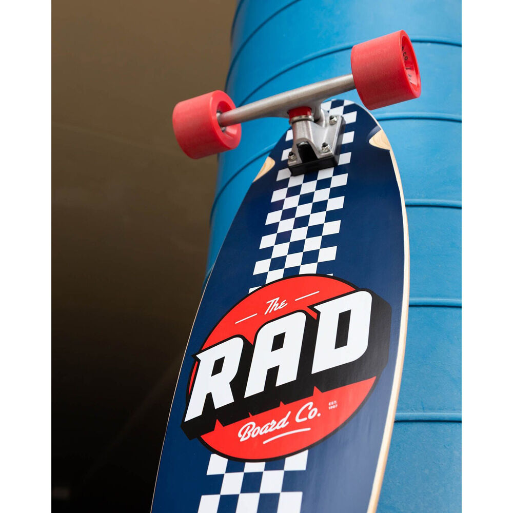 Rad Board Co Complete Pintail Mini Longboard Checker Stripe Navy/White 9in