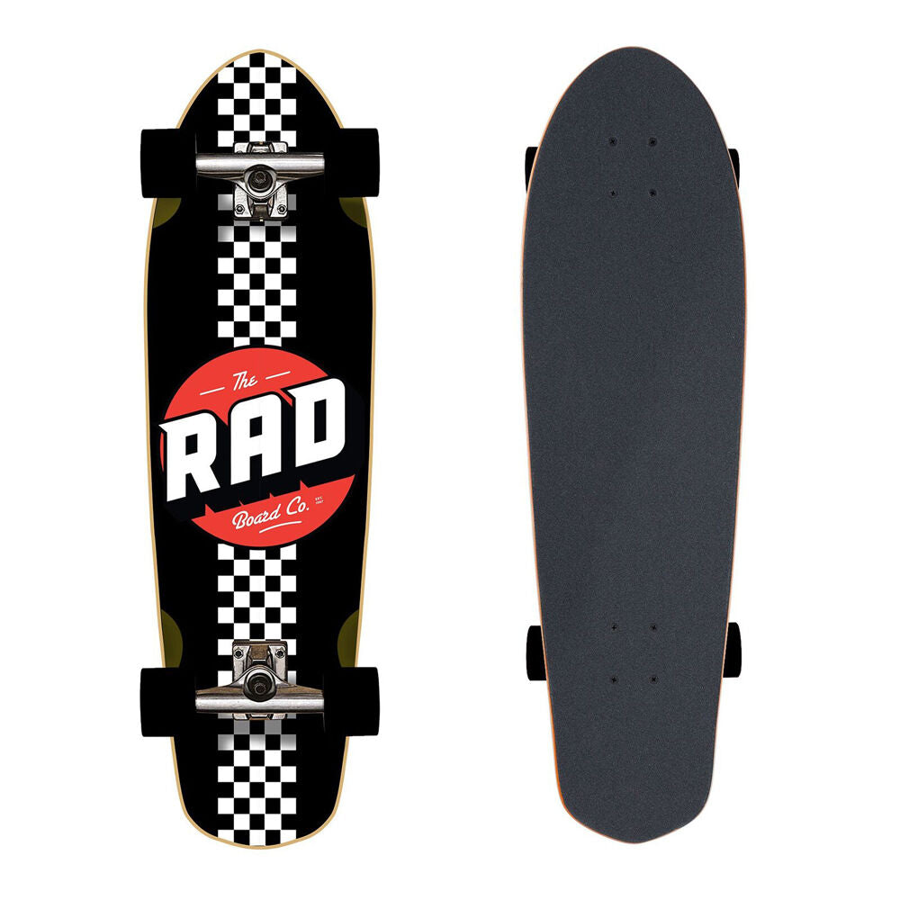 Rad Board Co Complete Skateboard Cali Cruiser Stripe Black/White 9.125in