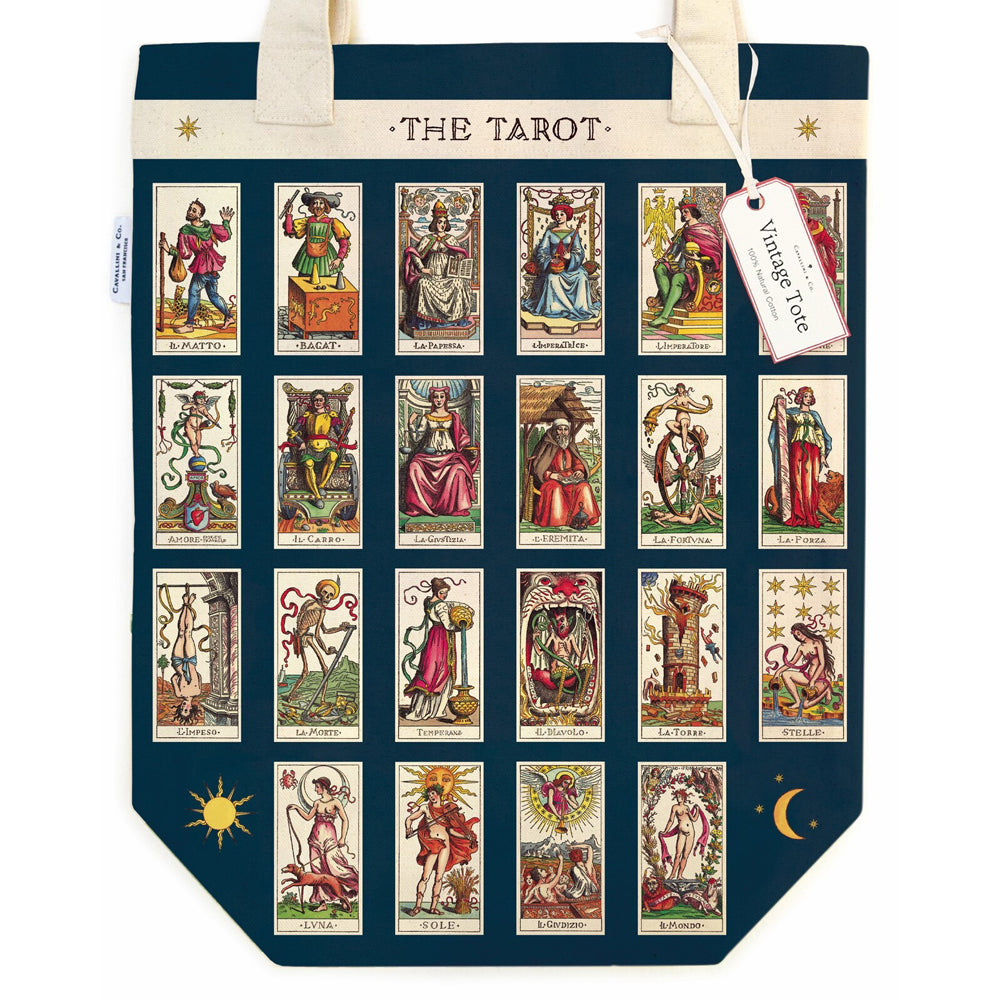 2PK Cavallini Cotton Carry All Tote Bag 33x40cm - Tarot