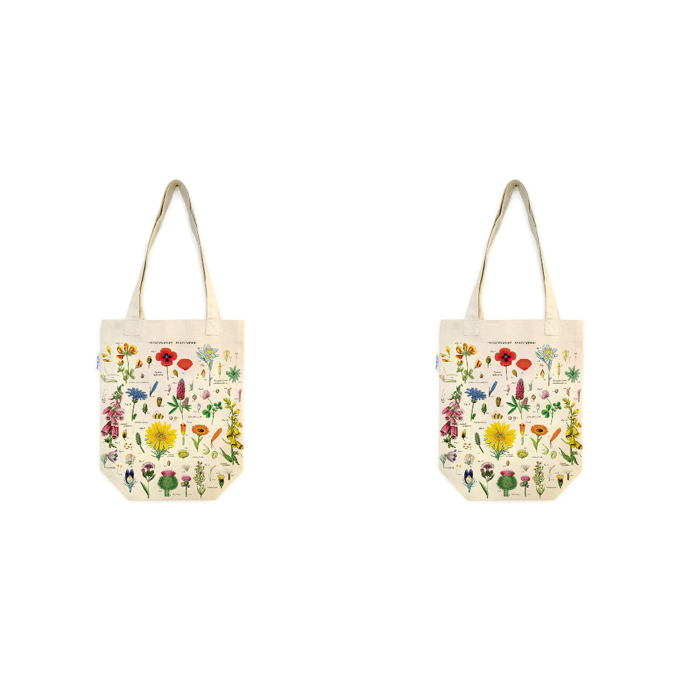 2PK Cavallini Cotton Carry All Tote Bag 33x40cm - Wildflowers